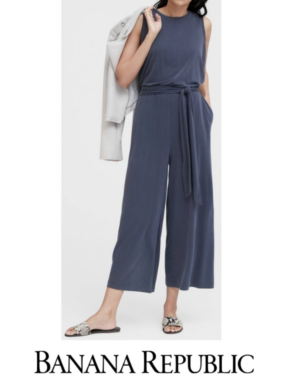Banana Republic Cropped, Sandwashed Navy Jump Suit - 12